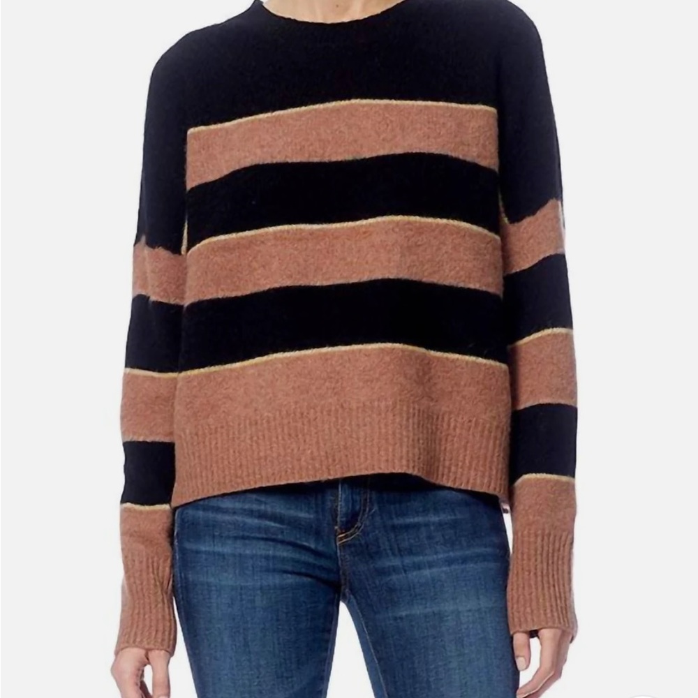 360 Cashmere | Abigail Sweater In Black/Toffee | Size Small | 100% Cashmere
